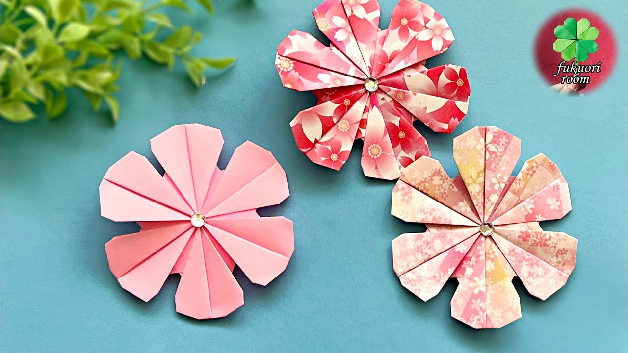 折り紙 簡単で可愛い花の折り方 平面 6枚花びら Origami Flower Fukuoriroom Youtube