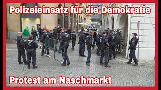 ❌️POLIZEI schützt AfD Bürgerdialog in Alter Börse in Leipzig🚓Gitter gegen lauten GEGENPROTEST❌️