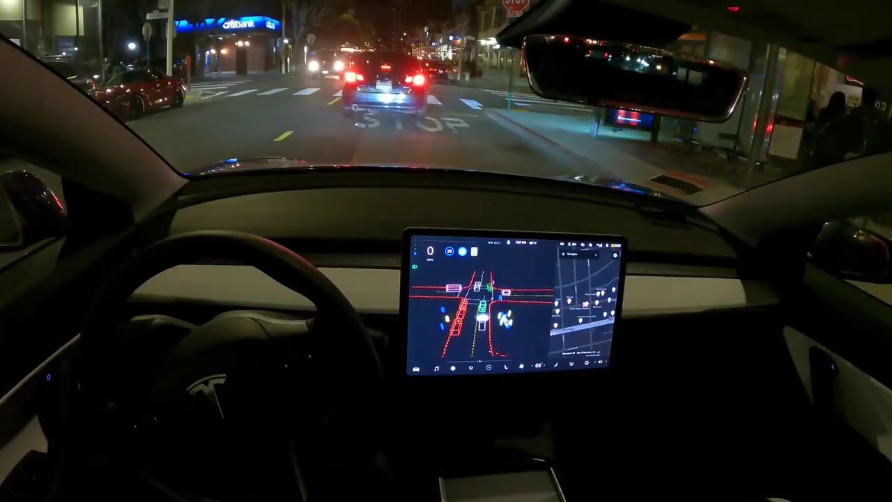 Video till Självkörande Tesla i stadstrafik