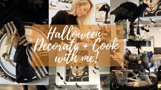 HALLOWEEN DECORATE WITH ME IN THE KITCHEN + TABLESCAPE + TIERED TRAY + HELLO FRESH COOK WITH ME