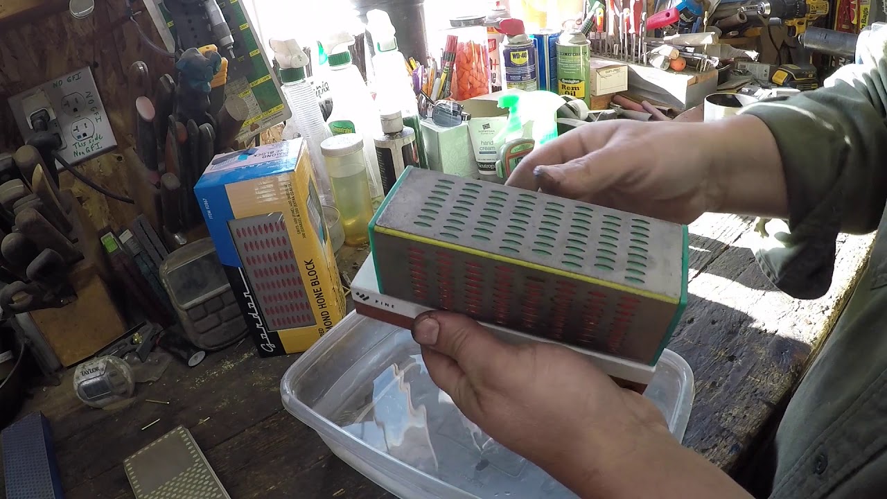 flattening the new worksharp waterstone with the harbor freight diamond