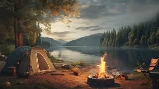 Fall asleep with Fire crackling sounds on tent for sleeping, relaxing, ASMR sounds, white noise, BGM