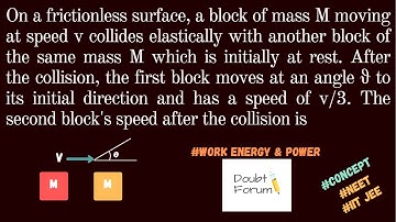 On a frictionless surface, a block of mass M moving at speed v collides elastically with another