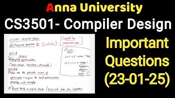 cs3501 Compiler design | important questions | easy preparation tips | anna university latest