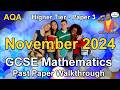 AQA GCSE Maths November 2024 Paper 3 Higher Tier Past Paper Walkthrough