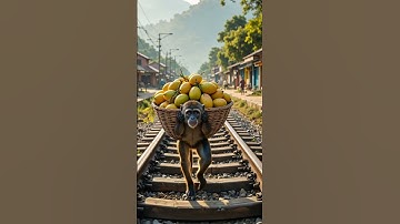 Poor monkey planting the tree in railway track.. #monkey #aimonkey #ai #aivideo #aishorts