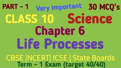 Class 10 Science Chapter 6 Life Processes (Nutrition) MCQs Part - 1. Very Important for Term 1 Exam.