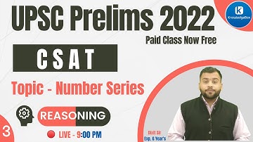 Number Series  Class - 3 | UPSC CSAT EXAM 2022 | Reasoning By Dixit sir | knowledge Box