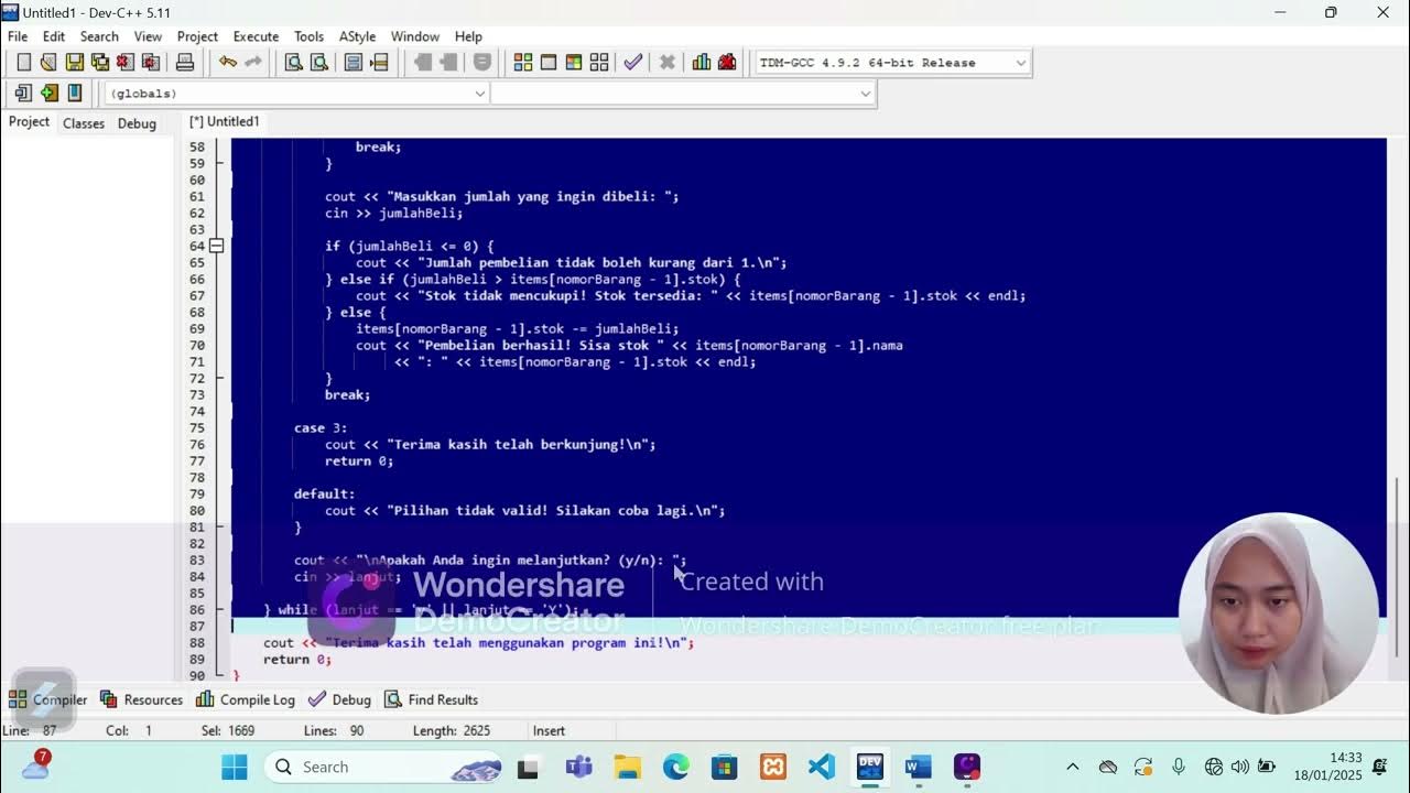 UAS Pemrograman Struktur Syaika Syuhda 2010020015 3A Non Reg BJB - YouTube
