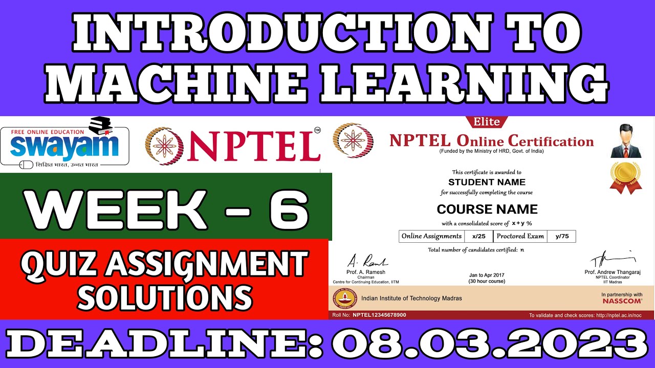nptel introduction to machine learning assignment answers week 6 2023