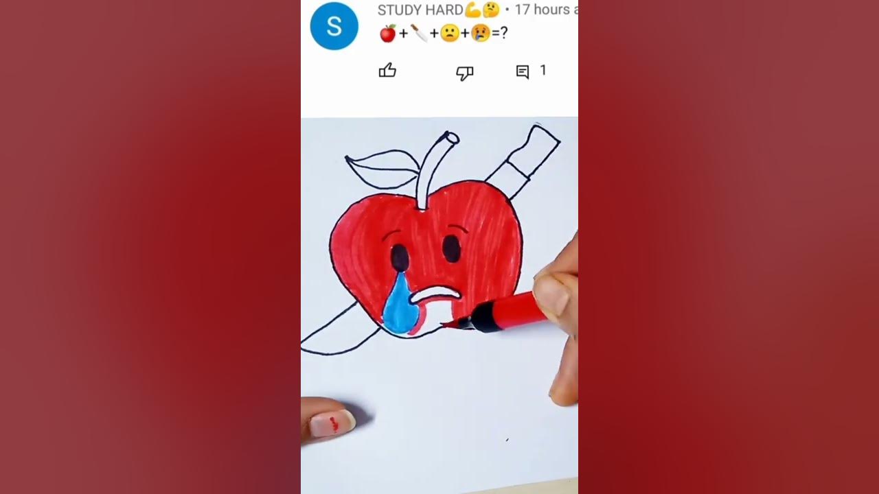 🍎+🙁+😢+🔪=? craft for kids/fun art/emoji fun art #shortfeed
