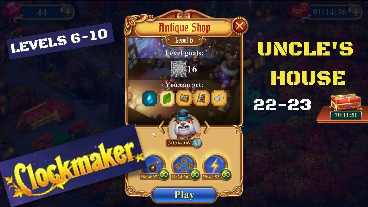 How to play Clockmaker Antique Shop levels 610 and Uncle's House