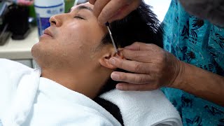 💈🇯🇵 Edomae shave with a traditional Japanese razor Comprehensive haircut at "Kanda Barberkan"