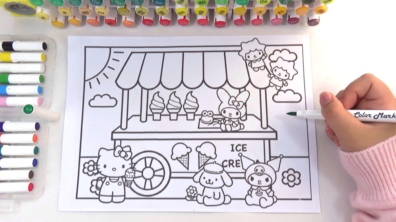 Coloring Sanrio Ice Cream Cart 🍦✨ | Satisfying & Relaxing Art