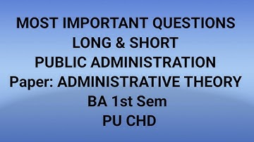 MOST IMPORTANT QPUBLIC ADMINISTRATION  BA 1st Sem PU CHD