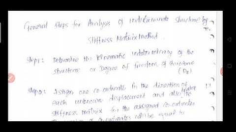 Stiffness matrix method of analysis - General steps