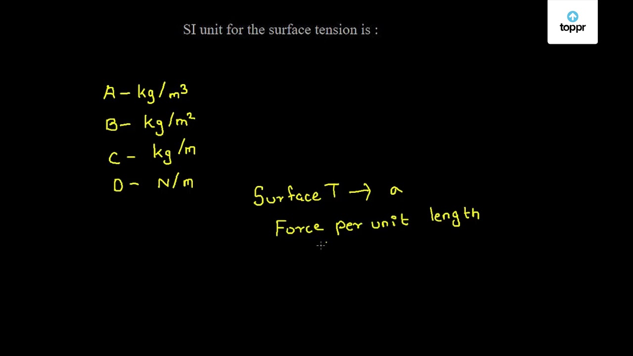 pølse Grønthandler desillusion SI unit for the surface tension is: