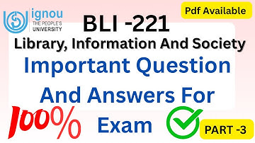 BLI -221 \\ PART -3 Most Important Question & Answer #ignou #bli221 #library #ignoustudymaterial