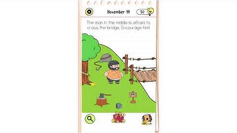 Brain Test All Star Daily Puzzle November 19 - The man in the middle is afraid to cross bridge