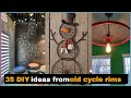 Top 35 Diy ideas from old cycle rims// wheel decor ideas// amazing Transformation old cycle wheel