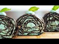 チョコミント・ミルクレープロールケーキの作り方 Chocolate mint mille crepe roll cakes