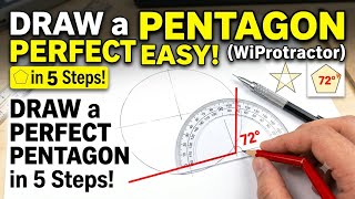 Learn how to draw a perfect regular pentagon step-by-step using just a protractor, ruler, and compas
