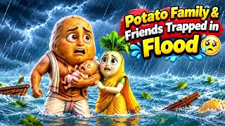 Potato Family Trapped in a Massive Flood! 😱 | Emotional Rescue Story