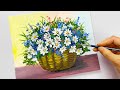 Vẽ Tĩnh Vật Giỏ Hoa Màu Acrylic/ flower basket still life painting/ acrylic painting for beginners