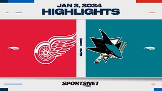 NHL Highlights | Red Wings vs. Sharks - January 2, 2024