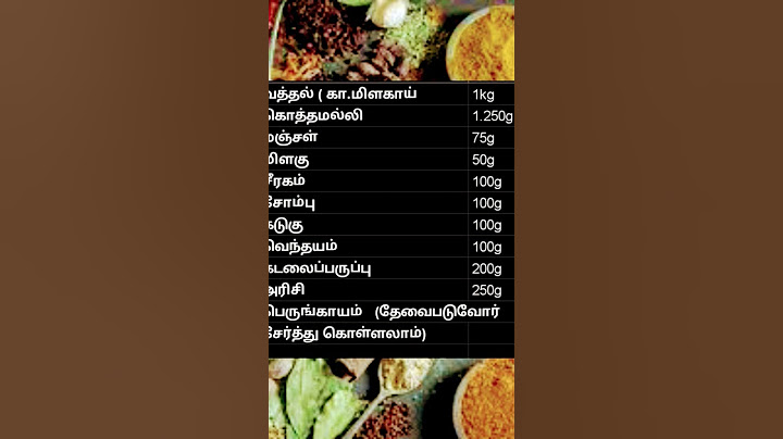 குழம்பு மிளகாய்த்தூள் அரைக்க தேவையான பொருட்கள் list | 1kg kuzhambu masala powder list