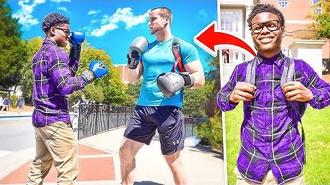 Boxing Random COLLEGE STUDENTS dressed as a NERD