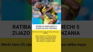 RATIBA YA YANGA MECHI 5 ZIJAZO LIGI KUU TANZANIA