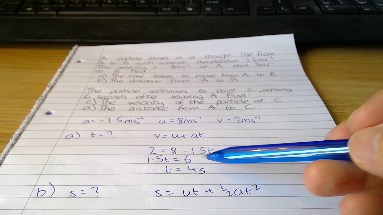 Constant acceleration formulae Example 1 - YouTube