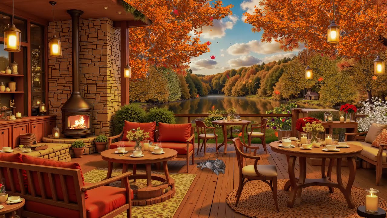 Jazz Relaxing Music & Cozy Fall Coffee Shop Ambience 🍂 Warm Jazz ...