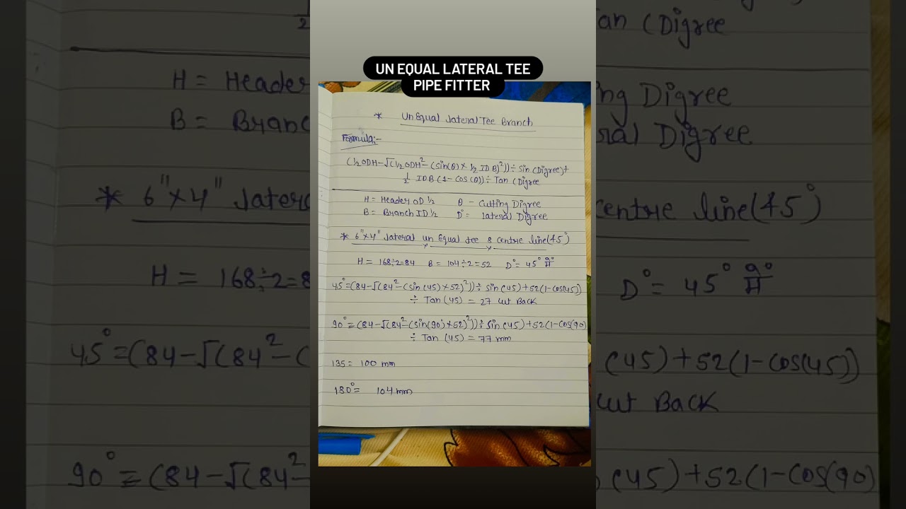 How to calculate unequal lateral tee branch formula 