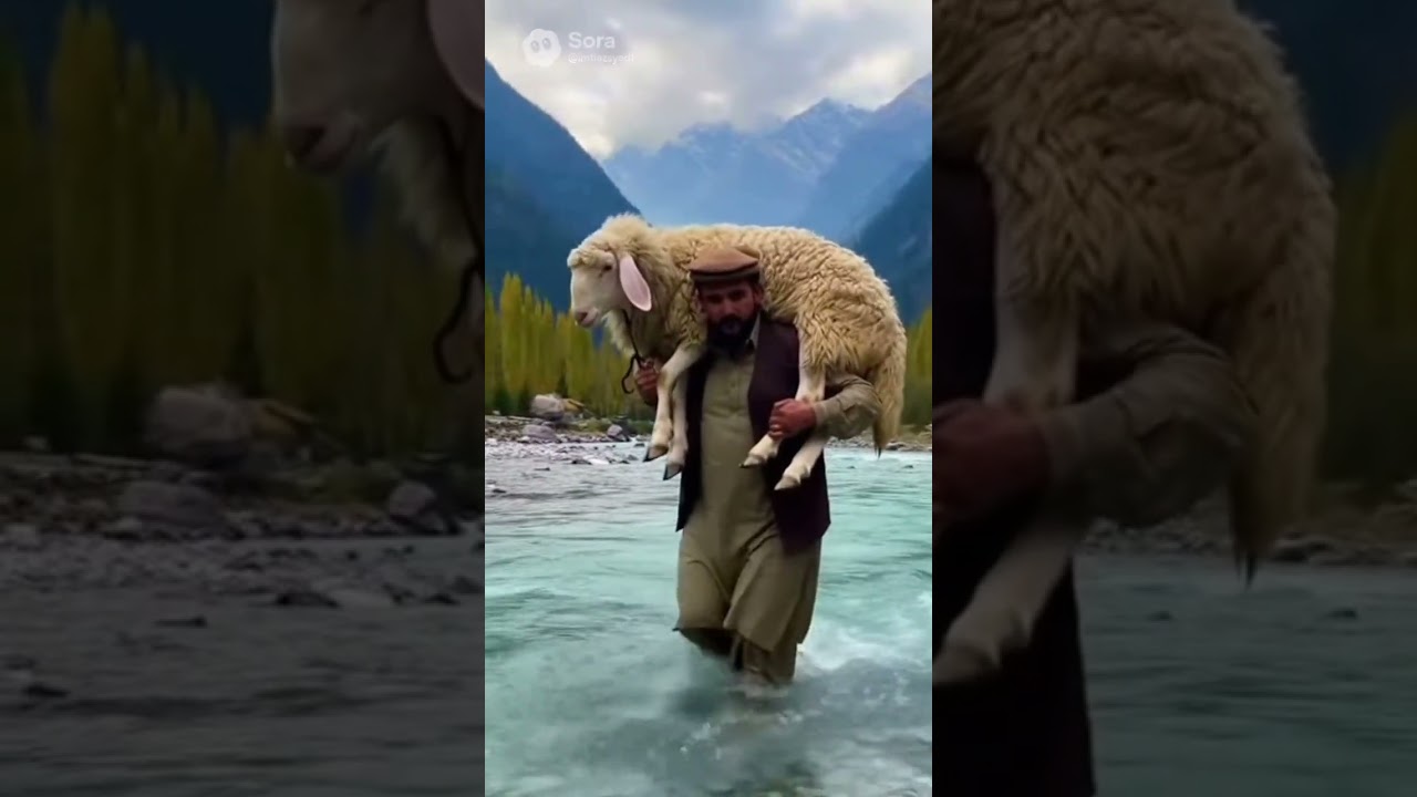 Beautiful Swat River and a shepherd 