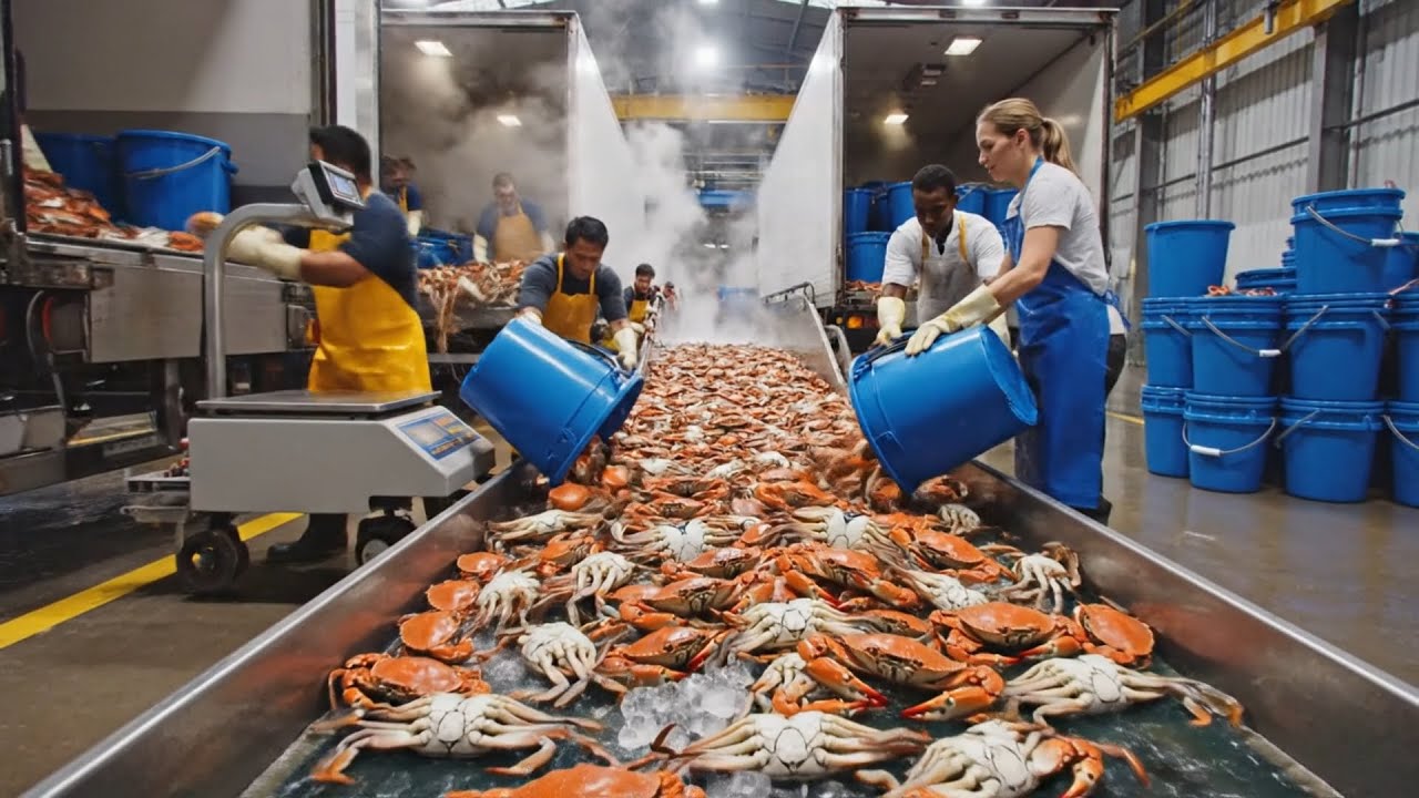 Inside a Crab Processing Factory – Millions of Crabs Every Day - YouTube