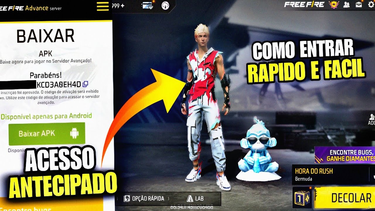 COMO ENTRAR NO SERVIDOR AVANÇADO RÁPIDO E FÁCIL FREE FIRE 