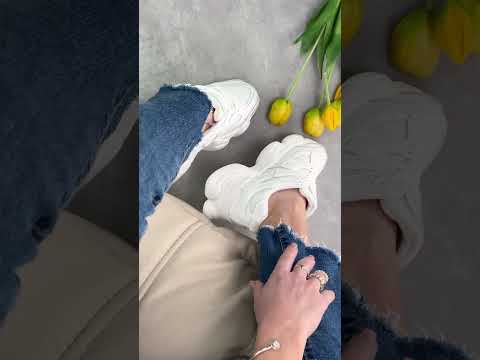 Універсальні білі кросівки натуральна шкіра з текстильними вставками, видео 1