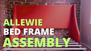 Allewie Platform Bed Frame with Upholstered Headboard, Modern Deluxe Wingback Assembly