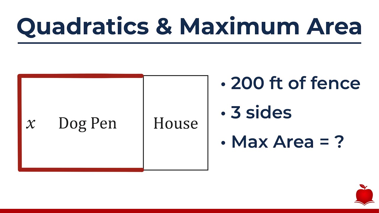Maximizing Area with Quadratics | Three-Side Fence Problem Explained ...