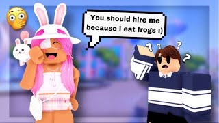 Trolling roblox cafe interviews!! (i actually got hired…) 🤭