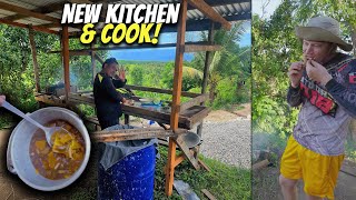 Philippines Hilltop House BUILDING DIRTY KITCHEN Cooking Moongo Soup &amp; New Projects