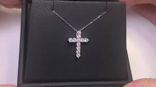 0.75ct. Diamond Cross Necklace 18k White Gold, H/SI