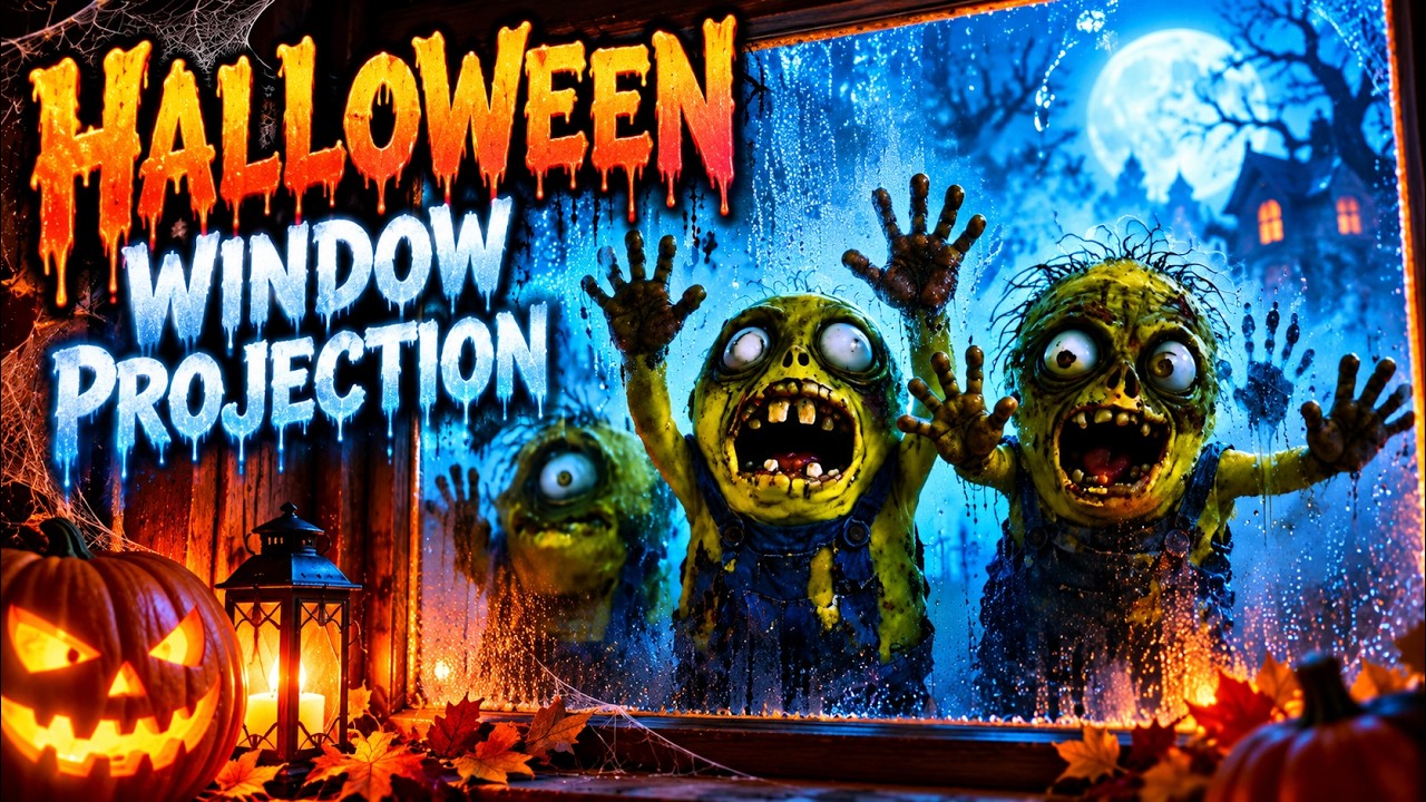 Halloween Window Projection 4K 🧟 Zombie Minions at Your Window | Spooky Halloween Ambience