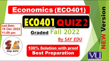ECO401 Quiz 2 (Fall) 2022 || Economics || @SAY EDU کہو پڑھو  ❤||