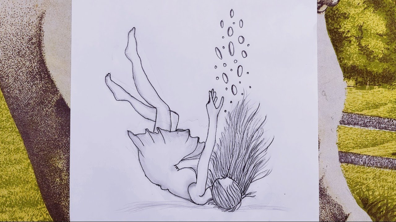 Girl Falling Drawing