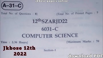 jkbose computer science class 12th 2023  class 12th computer science paper 2023 #computerscience