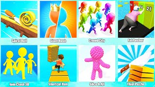 Gameplay,Join Clash 3D,Shortcut Run,Slice It All,Thief Puzzle,Fat Pusher,Giant Rush,Crowd City,Spira screenshot 4