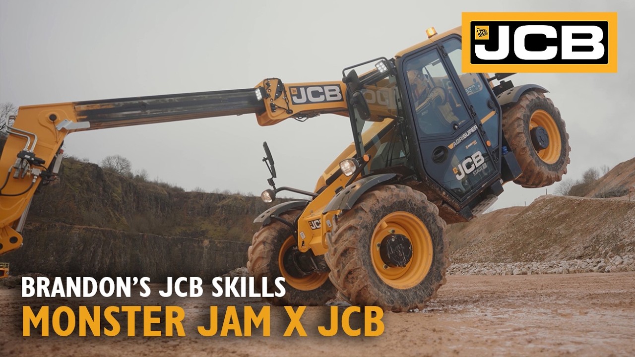 JCB DIGatron Monster Jam driver debuts JCB skills - YouTube